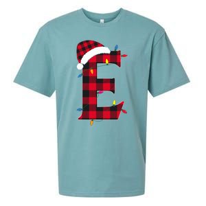 Awesome Letter E Initial Name Buffalo Plaid Christmas Pajama Sueded Cloud Jersey T-Shirt