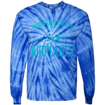 Airplane Lovers Easily Distracted By Airplanes Meaningful Gift Tie-Dye Long Sleeve Shirt