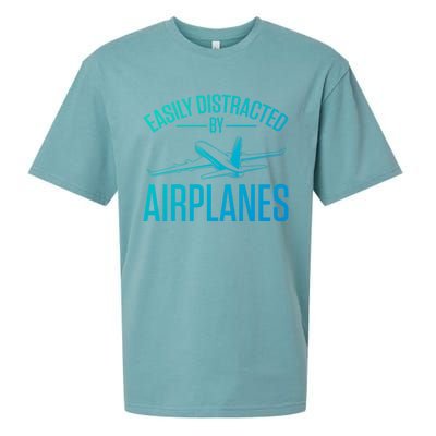 Airplane Lovers Easily Distracted By Airplanes Meaningful Gift Sueded Cloud Jersey T-Shirt