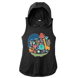 Animal Lover Earth Ladies PosiCharge Tri-Blend Wicking Draft Hoodie Tank