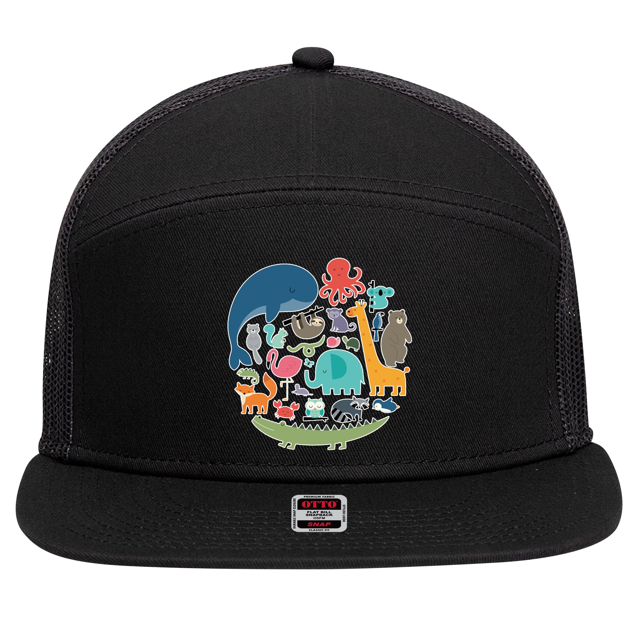 Animal Lover Earth 7 Panel Mesh Trucker Snapback Hat