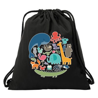 Animal Lover Earth Drawstring Bag