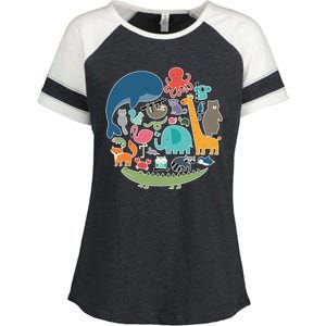 Animal Lover Earth Enza Ladies Jersey Colorblock Tee