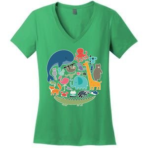 Animal Lover Earth Women's V-Neck T-Shirt