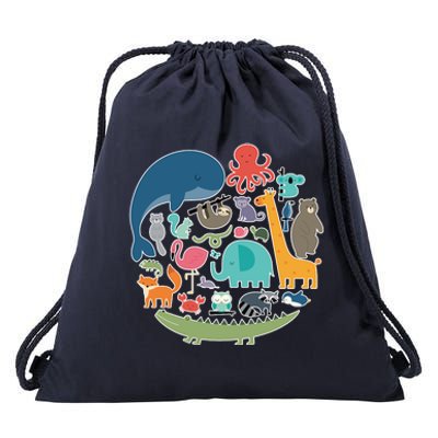 Animal Lover Earth Drawstring Bag