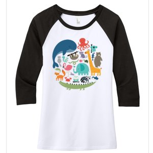 Animal Lover Earth Women's Tri-Blend 3/4-Sleeve Raglan Shirt