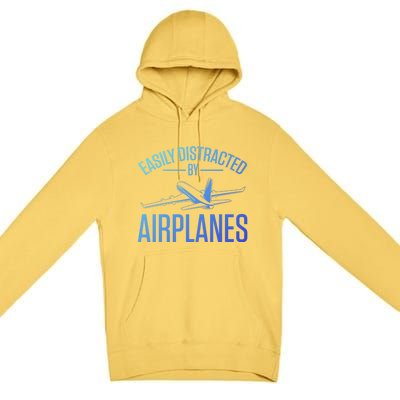 Airplane Lovers Easily Distracted By Airplanes Meaningful Gift Premium Pullover Hoodie