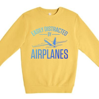 Airplane Lovers Easily Distracted By Airplanes Meaningful Gift Premium Crewneck Sweatshirt