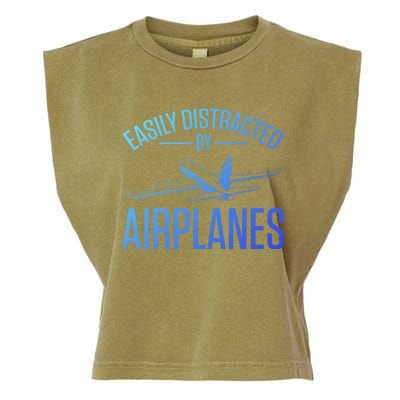 Airplane Lovers Easily Distracted By Airplanes Meaningful Gift Garment-Dyed Women's Muscle Tee