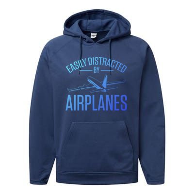 Airplane Lovers Easily Distracted By Airplanes Meaningful Gift Performance Fleece Hoodie