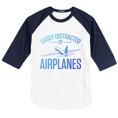 Airplane Lovers Easily Distracted By Airplanes Meaningful Gift Baseball Sleeve Shirt