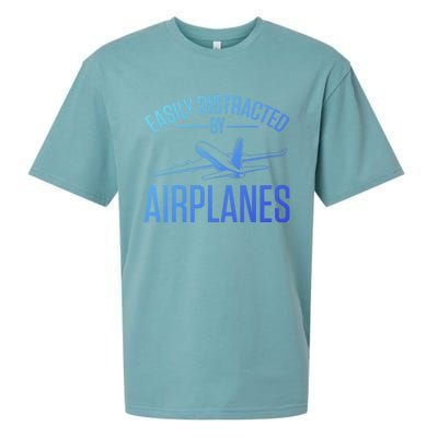 Airplane Lovers Easily Distracted By Airplanes Meaningful Gift Sueded Cloud Jersey T-Shirt