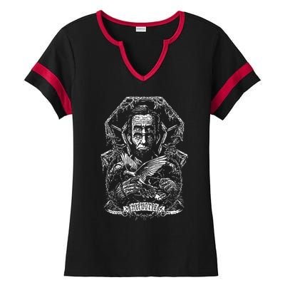 Abraham Lincoln Eye Twisting Portrait Ladies Halftime Notch Neck Tee