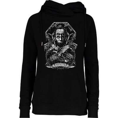 Abraham Lincoln Eye Twisting Portrait Womens Funnel Neck Pullover Hood