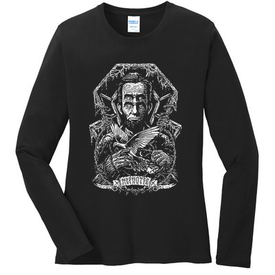 Abraham Lincoln Eye Twisting Portrait Ladies Long Sleeve Shirt