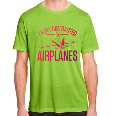 Airplane Lovers Easily Distracted By Airplanes Meaningful Gift Adult ChromaSoft Performance T-Shirt