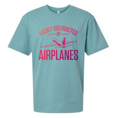 Airplane Lovers Easily Distracted By Airplanes Meaningful Gift Sueded Cloud Jersey T-Shirt