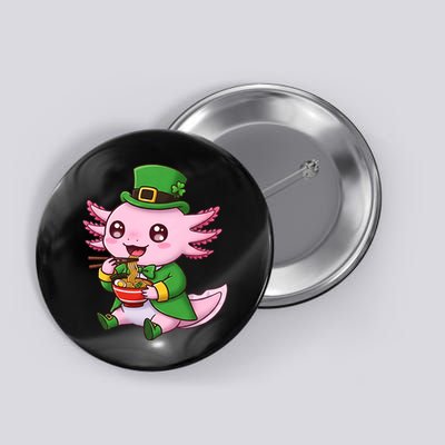 Axolotl Leprechaun Eats Ramen Noodles St Patricks Day Button