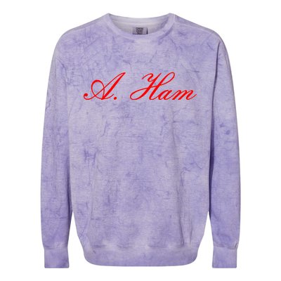 Alexander Hamilton A. Ham Red Script Logo Colorblast Crewneck Sweatshirt