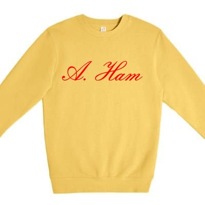 Alexander Hamilton A. Ham Red Script Logo Premium Crewneck Sweatshirt