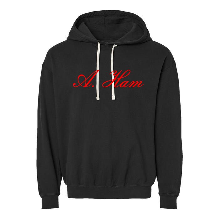 Alexander Hamilton A. Ham Red Script Logo Garment-Dyed Fleece Hoodie
