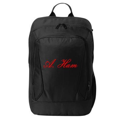Alexander Hamilton A. Ham Red Script Logo City Backpack