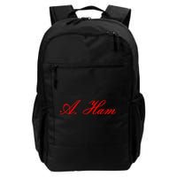 Alexander Hamilton A. Ham Red Script Logo Daily Commute Backpack