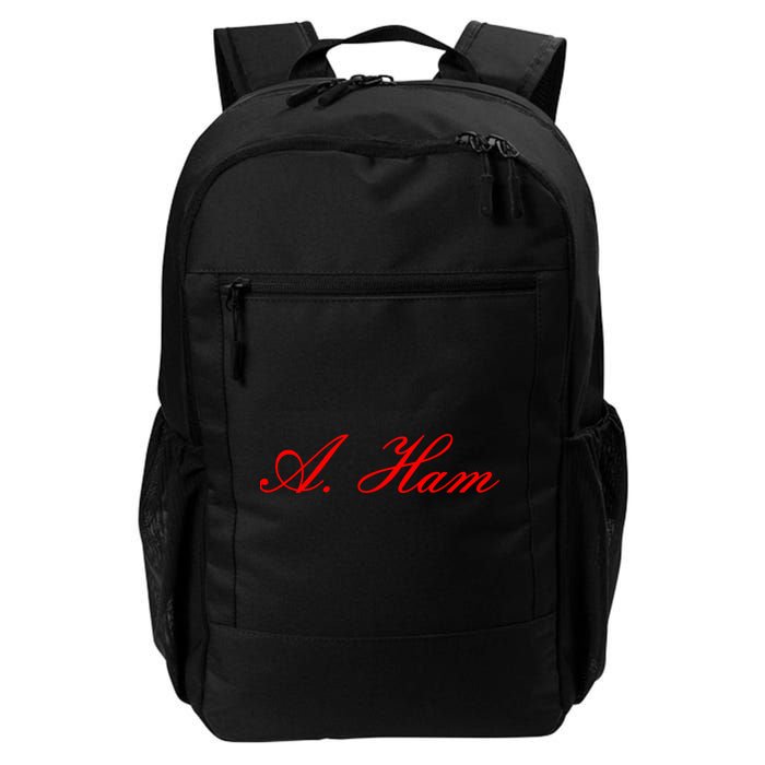 Alexander Hamilton A. Ham Red Script Logo Daily Commute Backpack