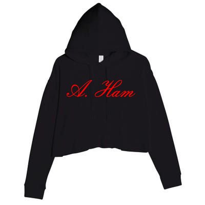 Alexander Hamilton A. Ham Red Script Logo Crop Fleece Hoodie