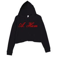 Alexander Hamilton A. Ham Red Script Logo Crop Fleece Hoodie