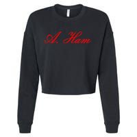 Alexander Hamilton A. Ham Red Script Logo Cropped Pullover Crew