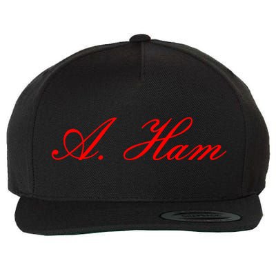 Alexander Hamilton A. Ham Red Script Logo Wool Snapback Cap