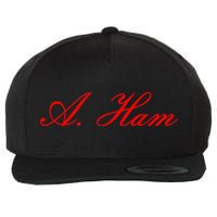 Alexander Hamilton A. Ham Red Script Logo Wool Snapback Cap