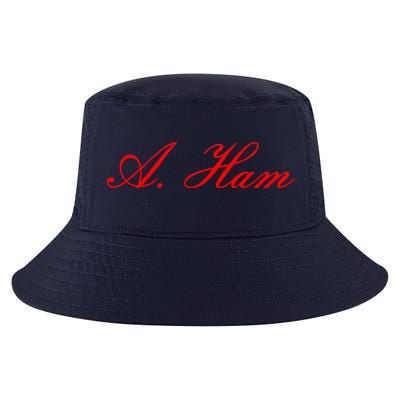 Alexander Hamilton A. Ham Red Script Logo Cool Comfort Performance Bucket Hat