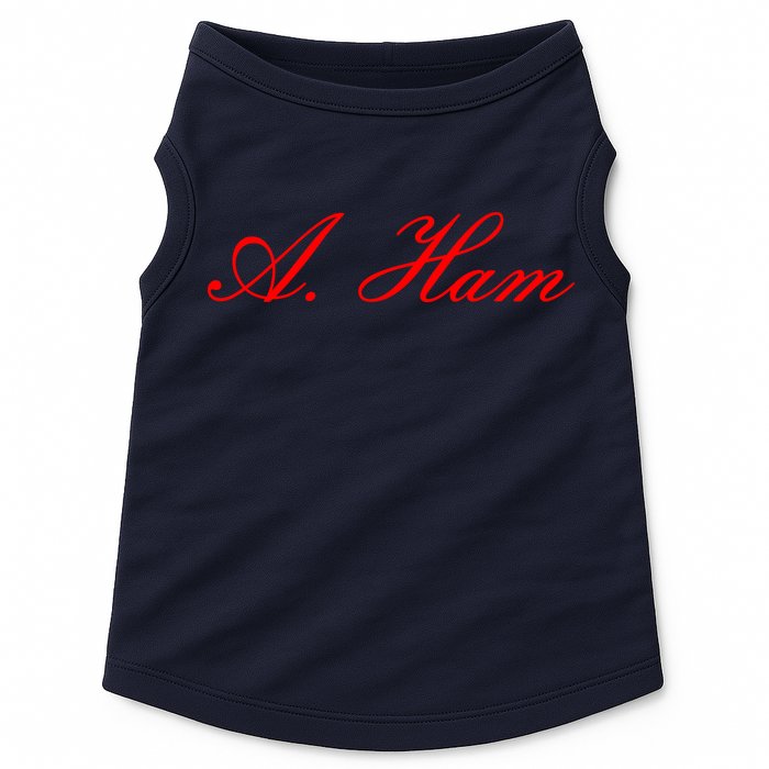 Alexander Hamilton A. Ham Red Script Logo Doggie Tank