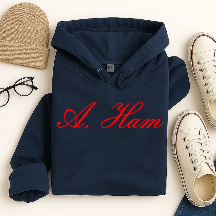 Alexander Hamilton A. Ham Red Script Logo Hoodie