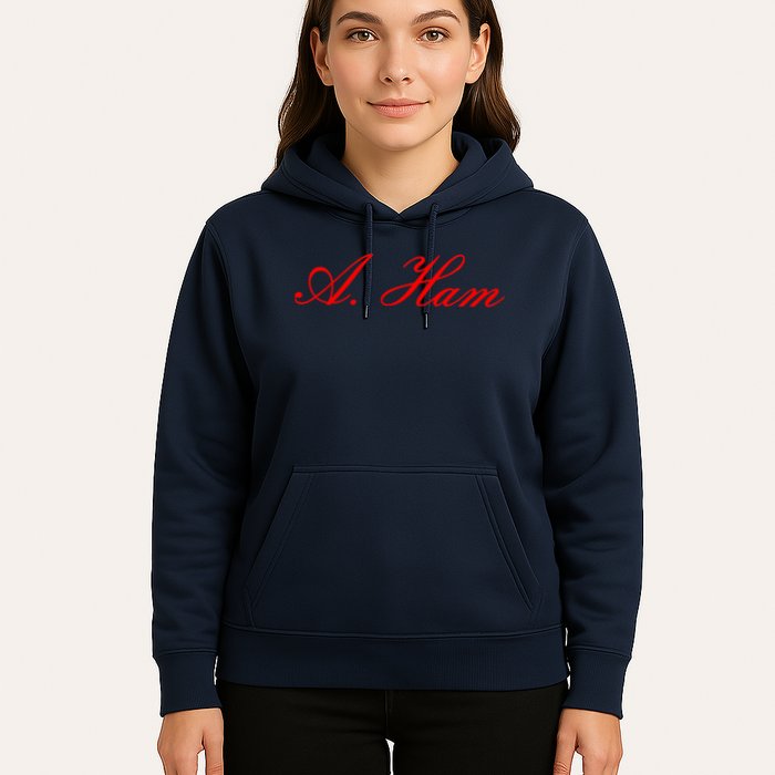 Alexander Hamilton A. Ham Red Script Logo Hoodie