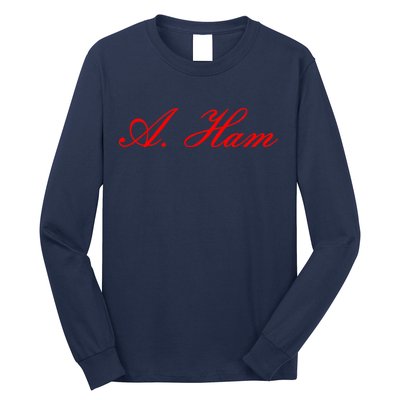 Alexander Hamilton A. Ham Red Script Logo Long Sleeve Shirt