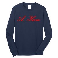 Alexander Hamilton A. Ham Red Script Logo Long Sleeve Shirt
