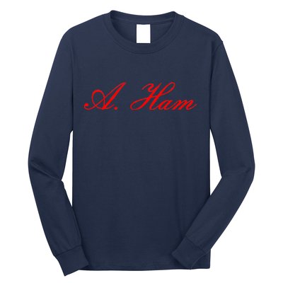 Alexander Hamilton A. Ham Red Script Logo Long Sleeve Shirt