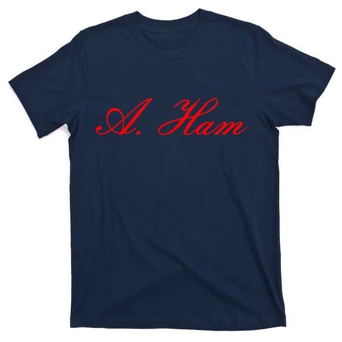 Alexander Hamilton A. Ham Red Script Logo T-Shirt