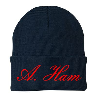 Alexander Hamilton A. Ham Red Script Logo Knit Cap Winter Beanie