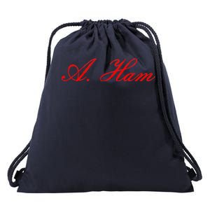 Alexander Hamilton A. Ham Red Script Logo Drawstring Bag