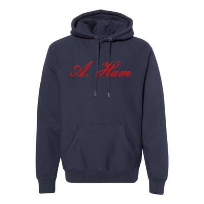 Alexander Hamilton A. Ham Red Script Logo Premium Hoodie