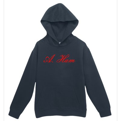 Alexander Hamilton A. Ham Red Script Logo Urban Pullover Hoodie