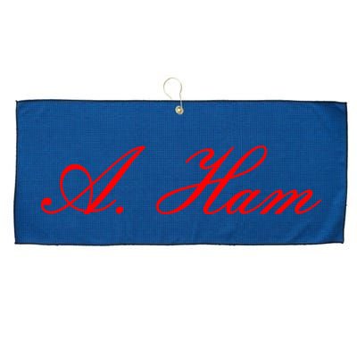 Alexander Hamilton A. Ham Red Script Logo Large Microfiber Waffle Golf Towel