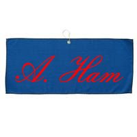 Alexander Hamilton A. Ham Red Script Logo Large Microfiber Waffle Golf Towel