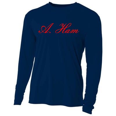 Alexander Hamilton A. Ham Red Script Logo Cooling Performance Long Sleeve Crew