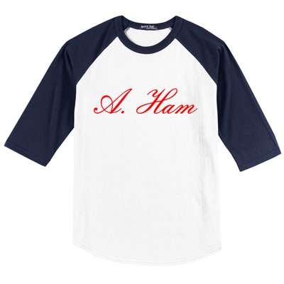 Alexander Hamilton A. Ham Red Script Logo Baseball Sleeve Shirt