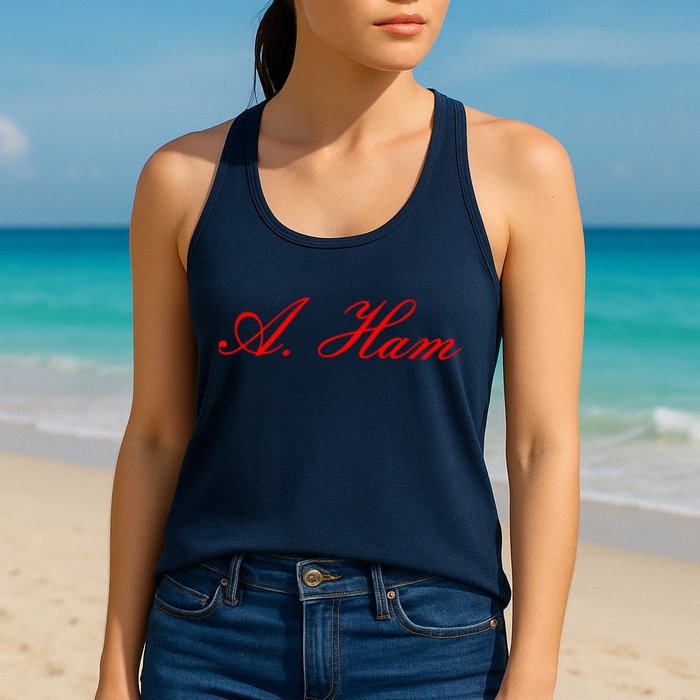Alexander Hamilton A. Ham Red Script Logo Womens Tank Top